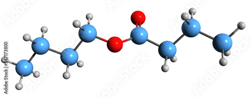 Принти на полотні 3D image of Butyl butyrate skeletal formula - molecular chemical structure of bu