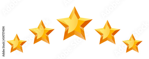 Five gold stars. Rating.