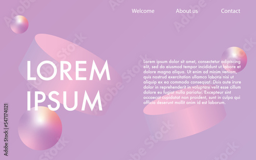 abstract 3d realistic background with gradient colorful simple shapes, landing page template