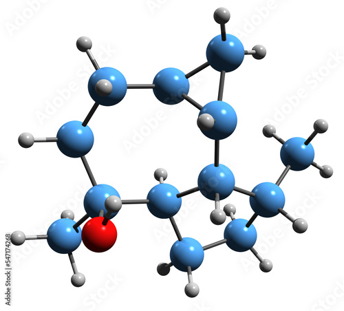  3D image of Viridiflorol skeletal formula - molecular chemical structure of sesquiterpenoid isolated on white background
 photo