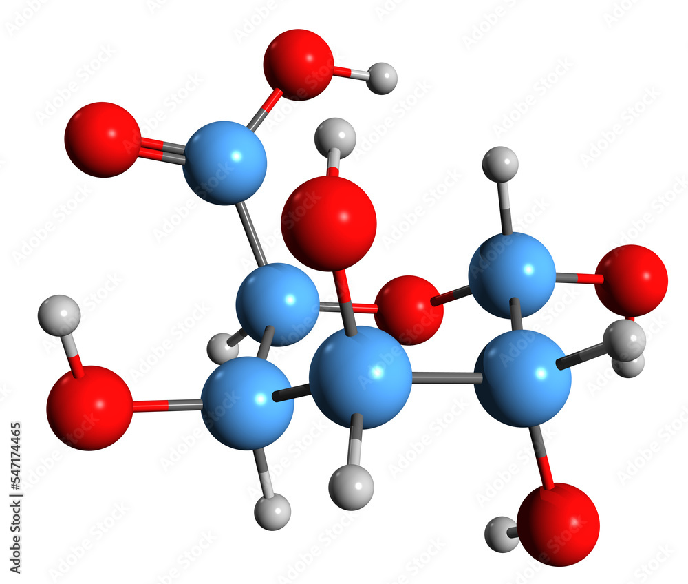 3D image of Galacturonic acid skeletal formula - molecular chemical structure of sugar acid isolated on white background
3D image of Galacturonic acid skeletal formula - molecular chemical structure of sugar acid isolated on white background