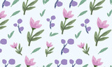 seamless pattern with tulips and soft blue color