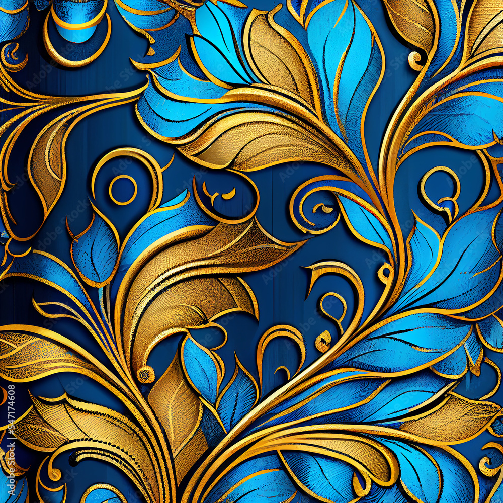 Blue and Gold beautiful floral pattern Blue and Gold beautiful floral pattern