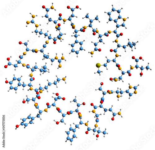 Принти на полотні 3D image of Glucagon skeletal formula - molecular chemical structure of peptide