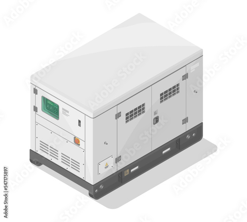 silent power generators cupboard box engine motor isometric for industry and construction equipment white isolated