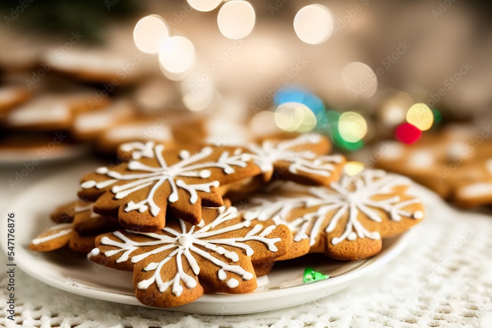 AI-generated Image of Bokeh Christmas Gingerbread Cookies