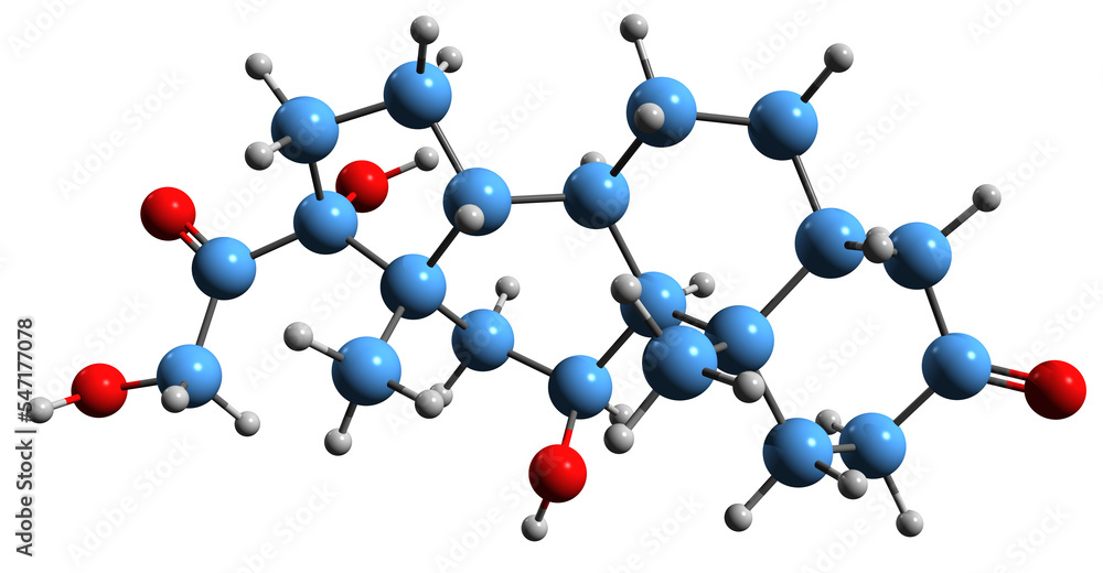 3D image of 11-Dehydrocorticosterone skeletal formula - molecular chemical structure of 11-Oxocorticosterone isolated on white background
3D image of 11-Dehydrocorticosterone skeletal formula - molecular chemical structure of 11-Oxocorticosterone isolated on white background