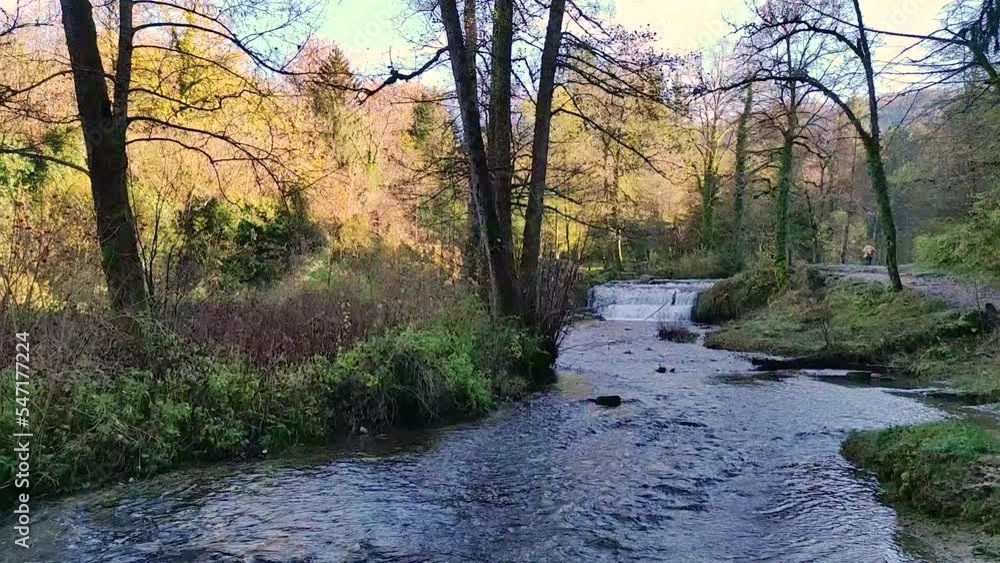 vue d'une rivière qui coule dans une foret du jura vue d'une rivière qui coule dans une foret du jura