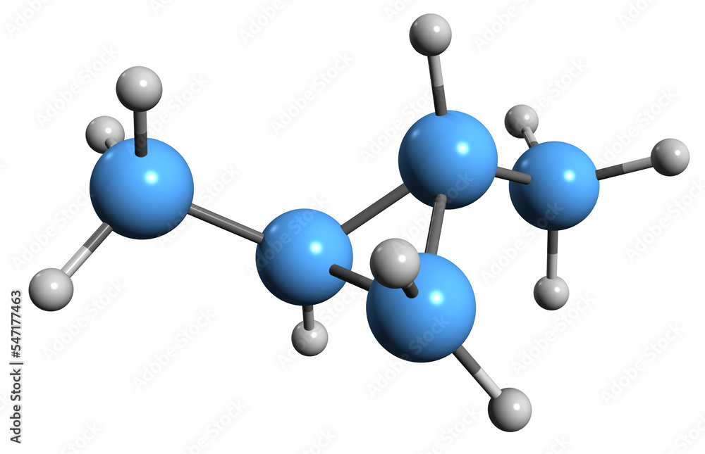 3D image of Dimethylcyclopropane skeletal formula - molecular chemical ...