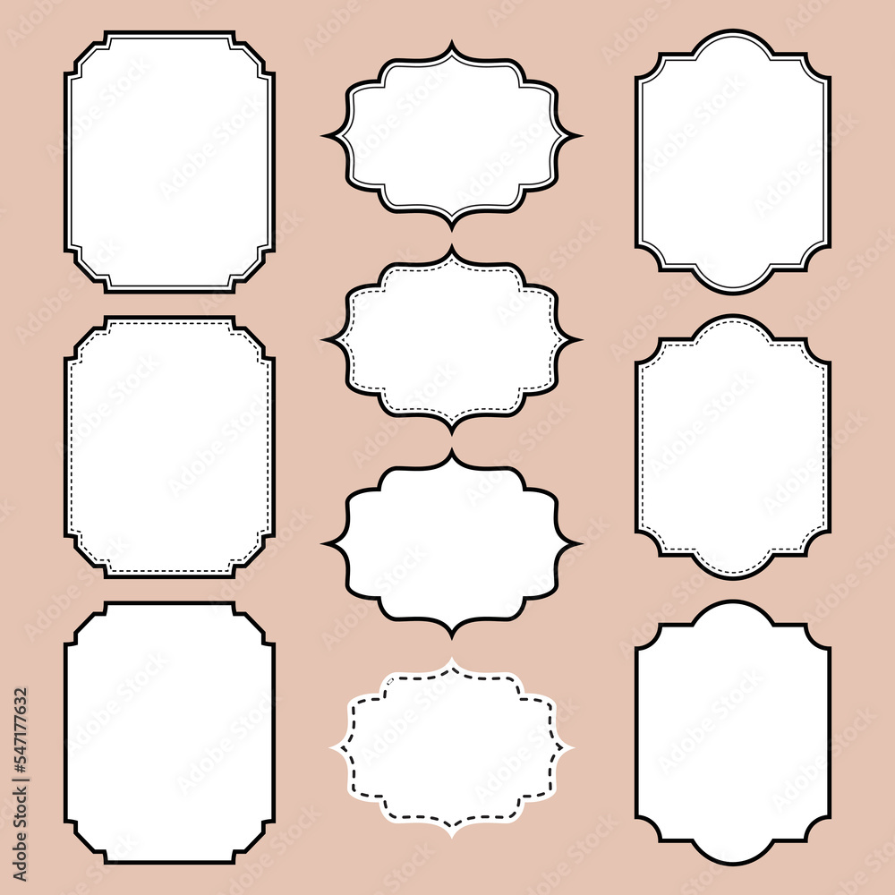 Fototapeta premium set of border frame shapes, a simple flat design