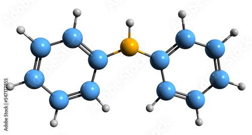  3D image of Diphenylamine skeletal formula - molecular chemical structure of Diphenylazane isolated on white background
 photo