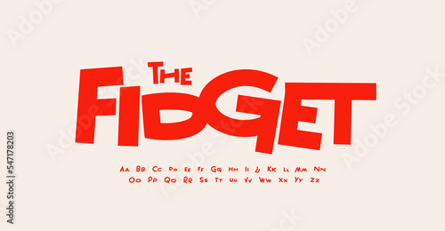 Fidgety jumpy font. Joyful groovy lowercase and uppercase typeset. Crazy irrepressible alphabet, restless type. Dancing letters for birthday, festival and carnival headline. Vector typographic design