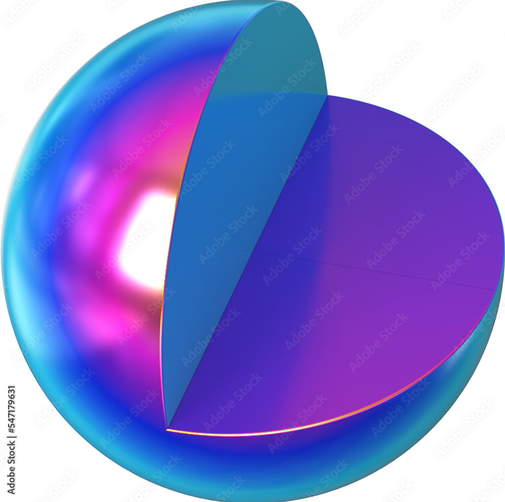 Obraz premium Holographic geometric shape isolated on transparent background. 3D rendering