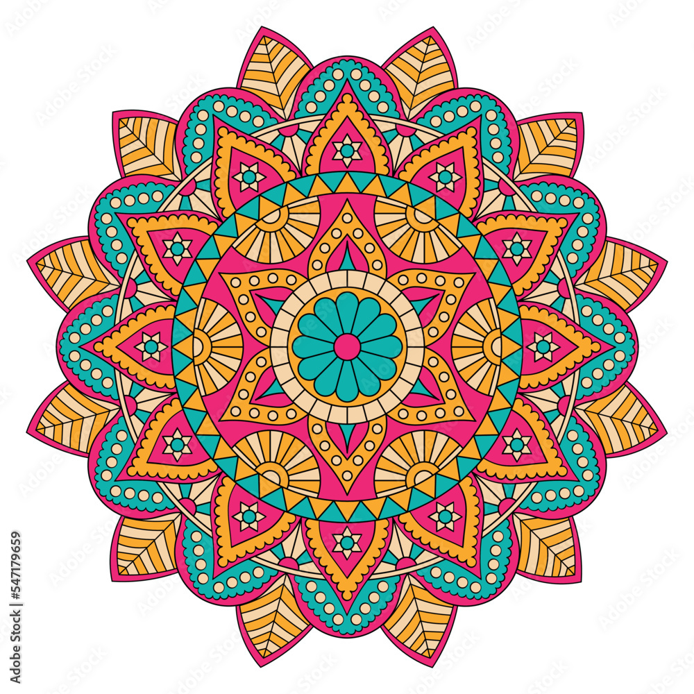 Colorful mandala with floral pattern