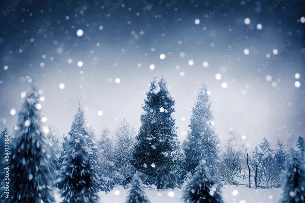 Winter Depression, Snowfall in the Forest, generative ai Winter Depression, Snowfall in the Forest, generative ai