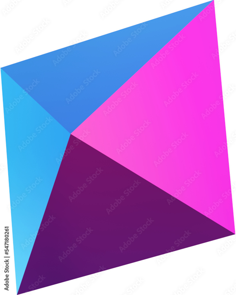 Holographic geometric shape isolated on transparent background. 3D rendering Holographic geometric shape isolated on transparent background. 3D rendering