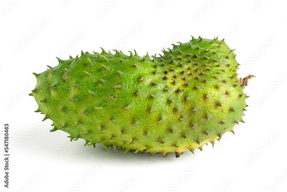 close up soursop fruit isolated on white background close up soursop fruit isolated on white background