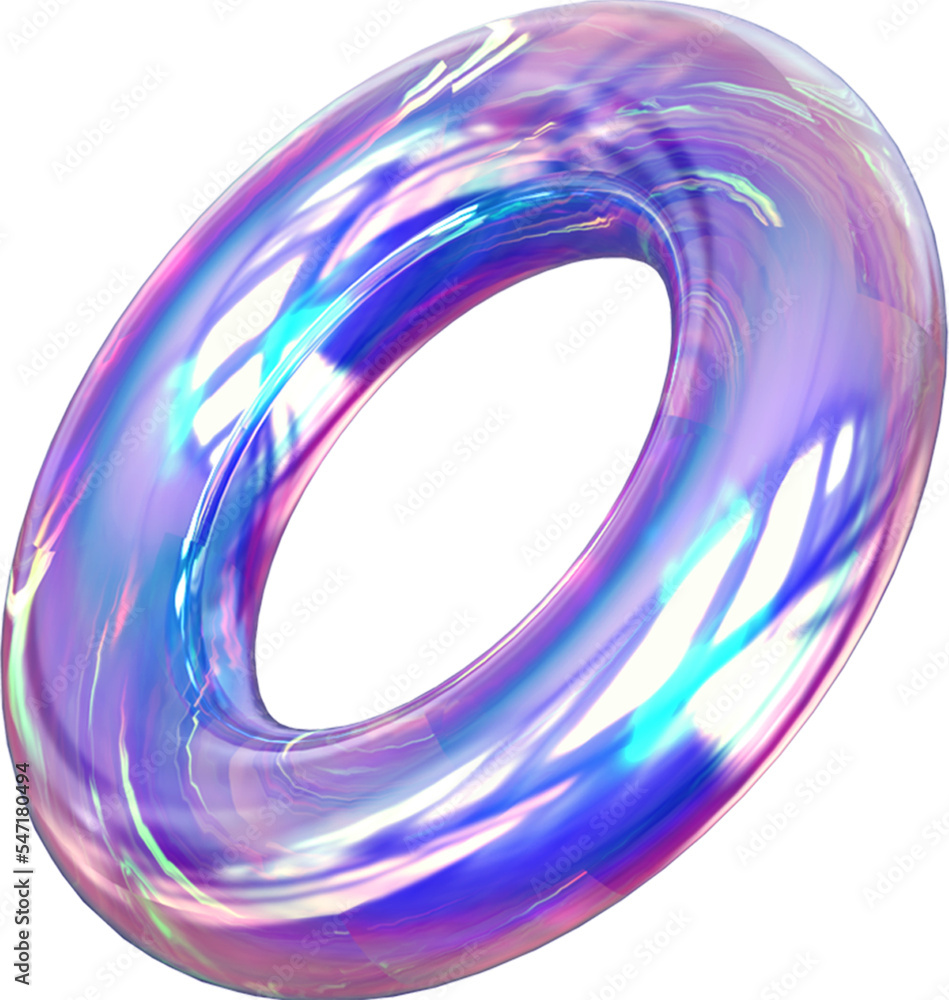 Holographic geometric shape isolated on transparent background. 3D ...