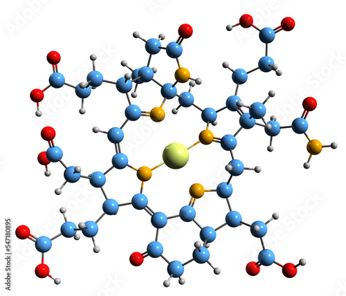 Fotografie, Obraz 3D image of Cofactor F430 skeletal formula - molecular chemical structure of co