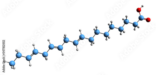Fototapeta Naklejka Na Ścianę i Meble -   3D image of alpha-Linolenic acid skeletal formula - molecular chemical structure of Octadecatrienoic acid isolated on white background
