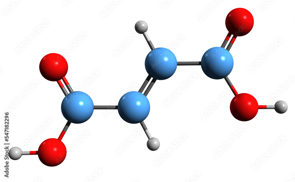 3D image of Maleic acid skeletal formula - molecular chemical structure of cis-butenedioic acid isolated on white background
3D image of Maleic acid skeletal formula - molecular chemical structure of cis-butenedioic acid isolated on white background