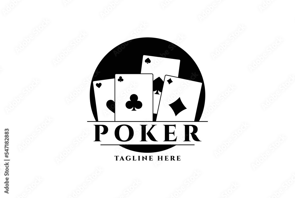 Vintage Poker Playing Card for Gambling Sport Bet Logo Design Vector