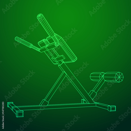 Modern exercise machine for the back and abs. Hyperextension simulator.