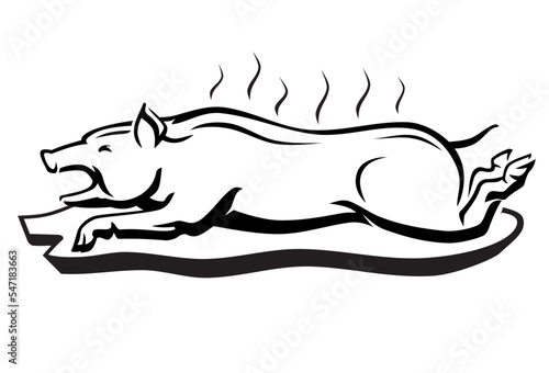 Roast Pig on a Tray, Line Art