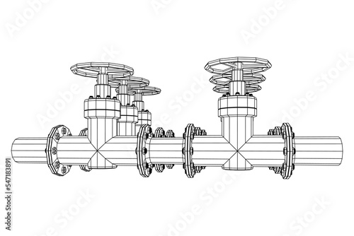 Oil pipeline with valve business concept