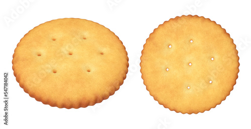 Set of round yellow cookie cracker on a white background, 3d render