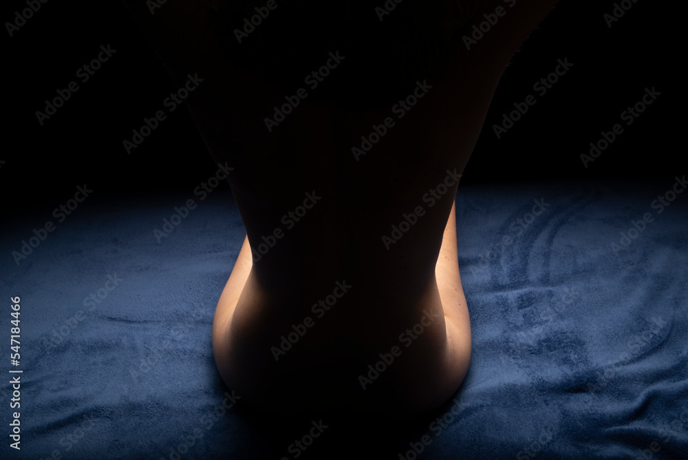 Female Nude silhouette. Black and white