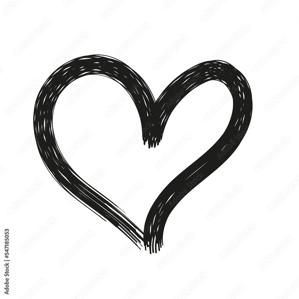 Brush stroke funky heart vector. Heart shape illustration. Stock Vector
