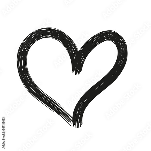 Brush stroke funky heart vector. Heart shape illustration.