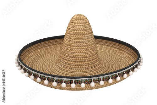 Sombrero hat isolated on a white background, 3d render