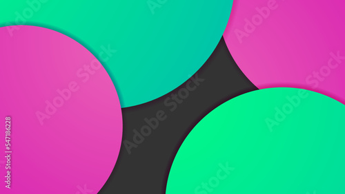 Fractal, a chain of green and pink bubbles on a black background