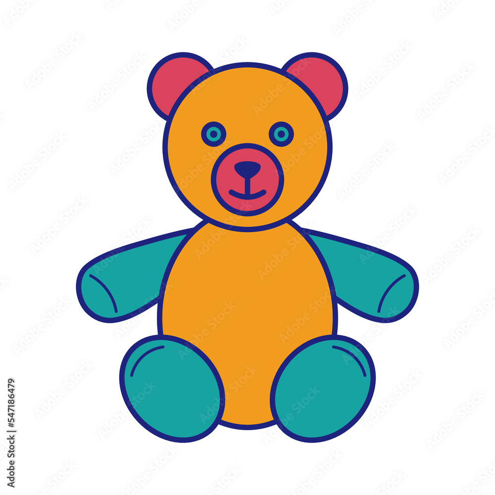 Obraz premium Toy Bear Icon Flat Design Vector