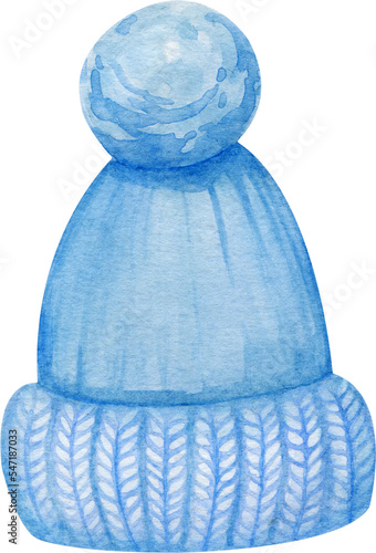 Blue knitting winter hat