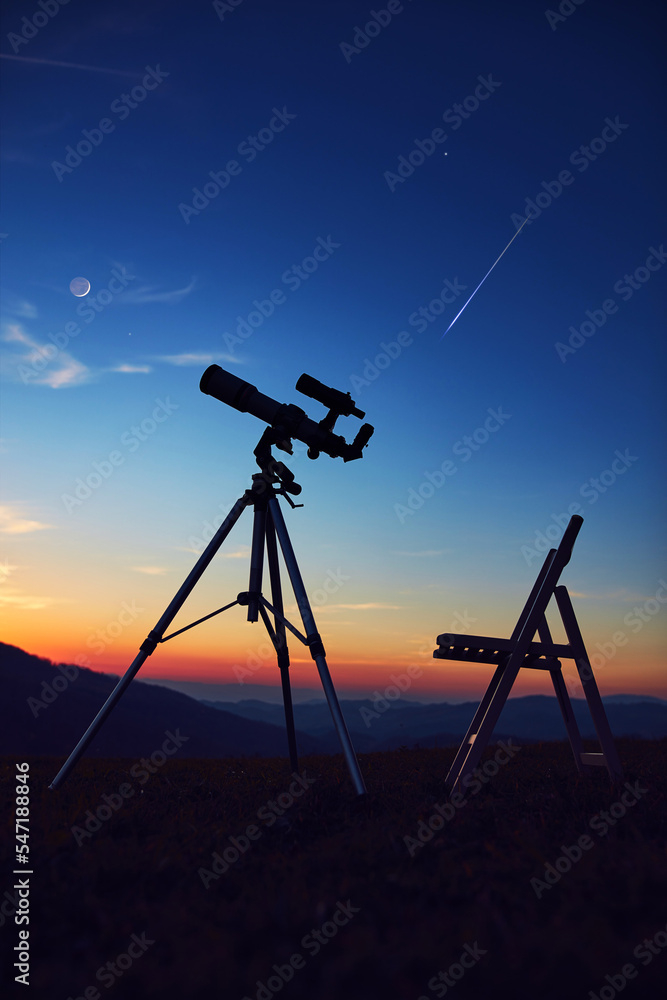 Astronomy telescope for observing night sky, Moon, planets, stars and meteors.