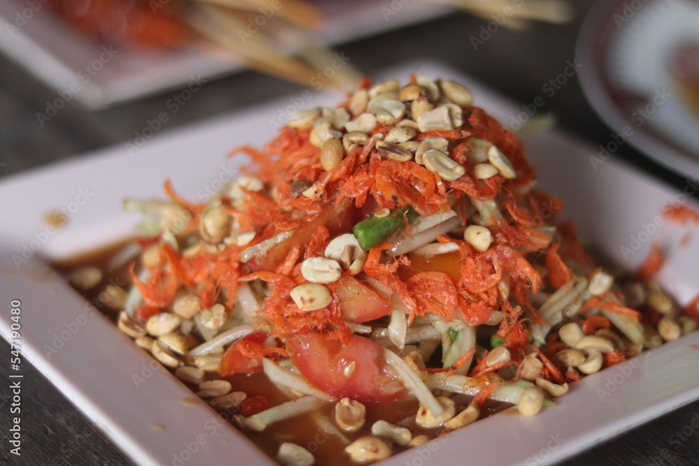 Papaya Salad, Larb, Sticky Rice with Grilled Chicken Papaya Salad, Larb, Sticky Rice with Grilled Chicken