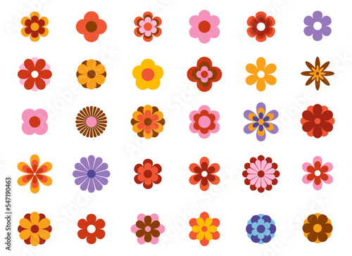 hippie retro clipart, groovy 60s, 70s illustrations