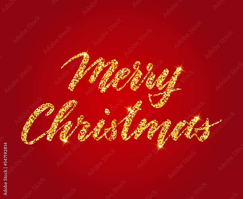 Merry christmas greetinig card with golden glitter lettering Merry christmas greetinig card with golden glitter lettering
