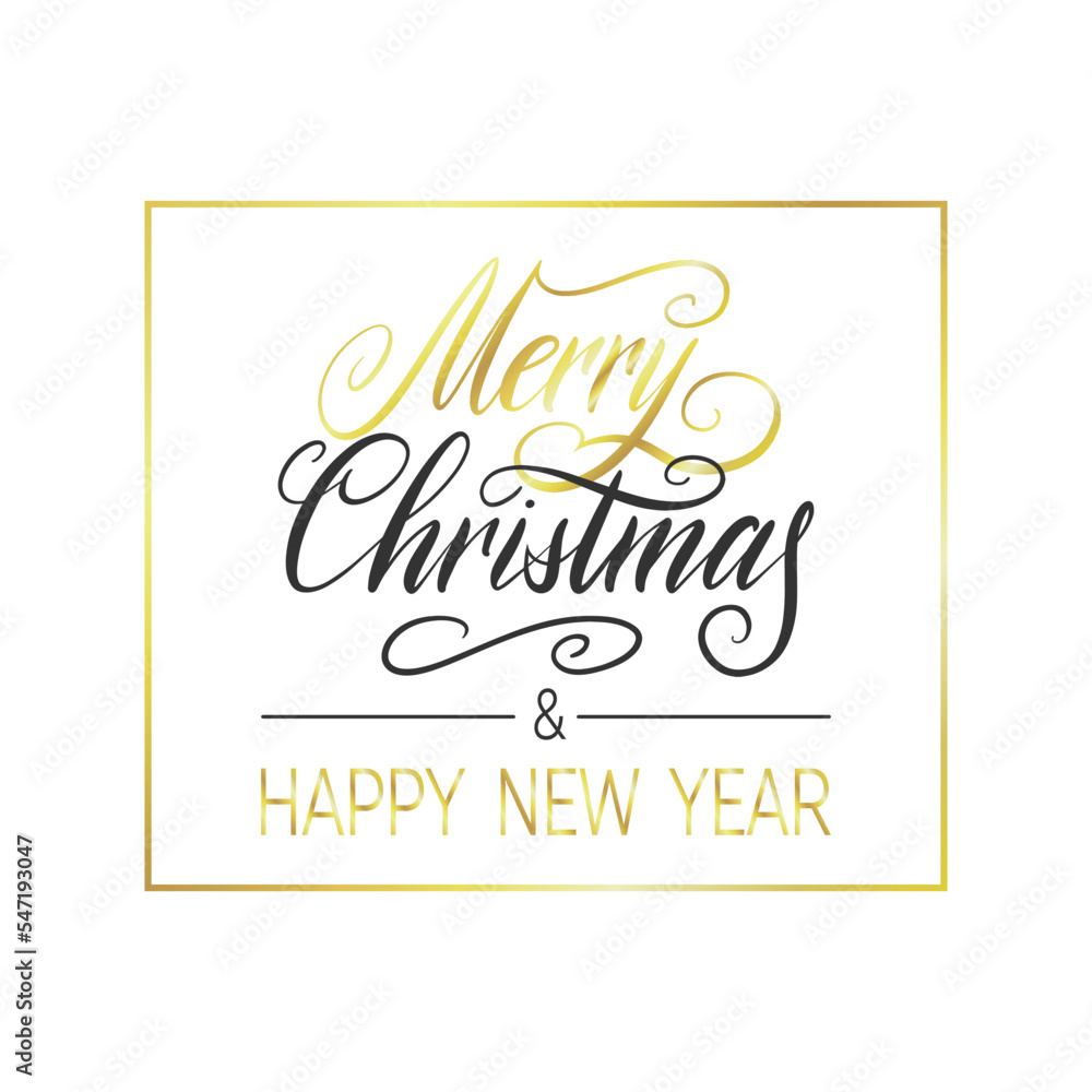 Handwritten Christmas and New Year greetings, modern calligraphy lettering