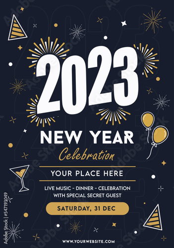 Modern trend in the graph. vector illustration. with Christmas and a New Year 2023. New year pamflet with firework