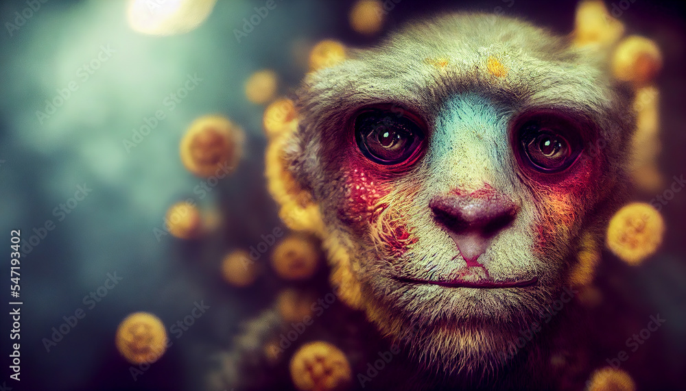 Monkey, illustration in 3D style Monkey, illustration in 3D style