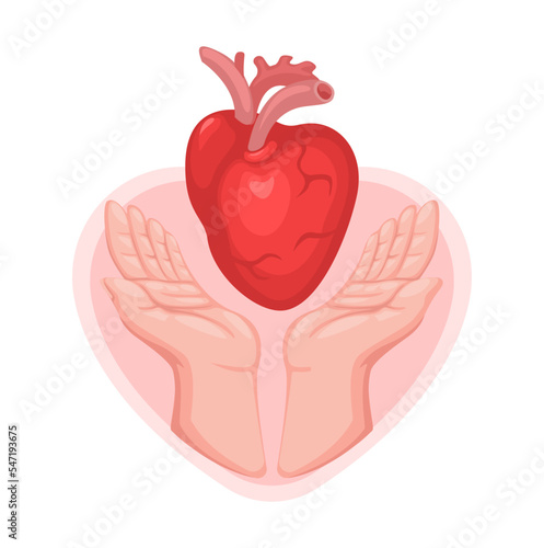 World Organ Donation Day. heart transplantation symbol cartoon illustration vector