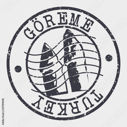 Göreme, Nevşehir Merkez, Nevşehir, Turkey Silhouette Postal Passport. Stamp Round Vector Icon. Design Travel Postmark. 