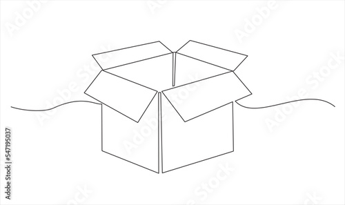 Continuous one line drawing of a cardboard box. Online shopping concept, fast delivery, carton box, shipping and packaging. 