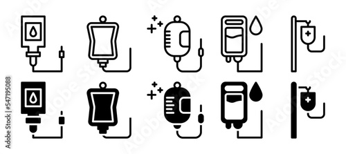 Infusion drip icon set. vector illustration with a different style. line and solid style