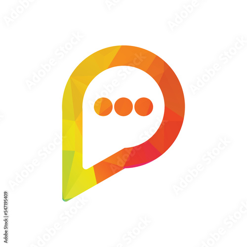 Letter P chat bubble communication logo. Bubble chat with initial letter P logo design.