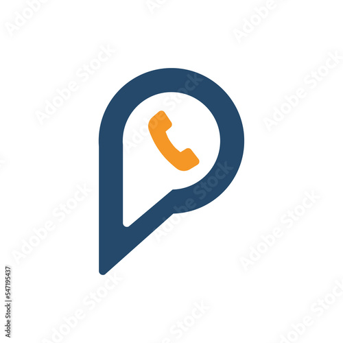 Letter P chat bubble communication logo.
